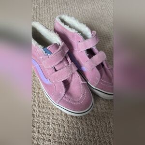 Kids Pink Suede Velcro High-Top Shoes Girls Vans Sz Youth 3